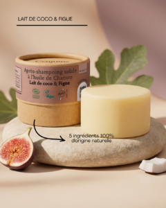 Après-shampoing solide bio Comme Avant, parfum lait de coco et figue