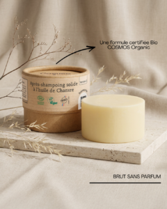 Après-shampoing solide bio Comme Avant, version brut sans parfum, certifié COSMOS Organic