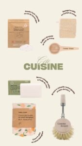 Essentiels du quotidien Comme Avant pour la cuisine : savon vaisselle, brosse, poudre lave-vaisselle