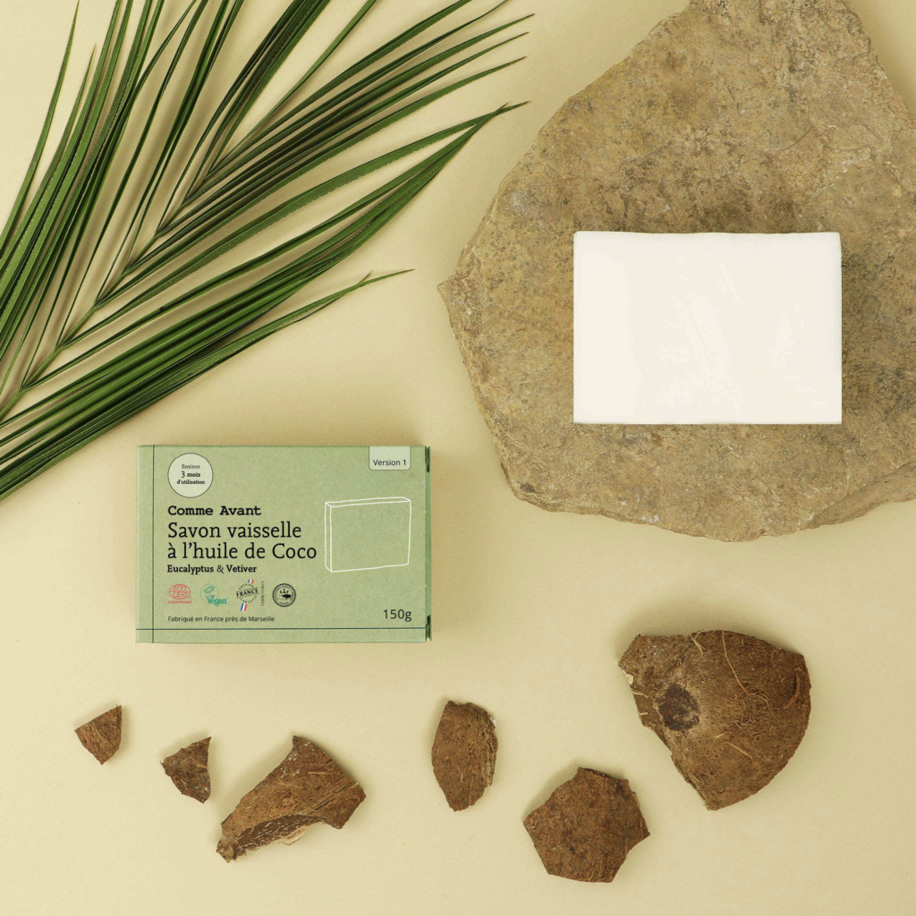 Savon vaisselle solide Comme Avant à l'huile de coco, eucalyptus et vétiver